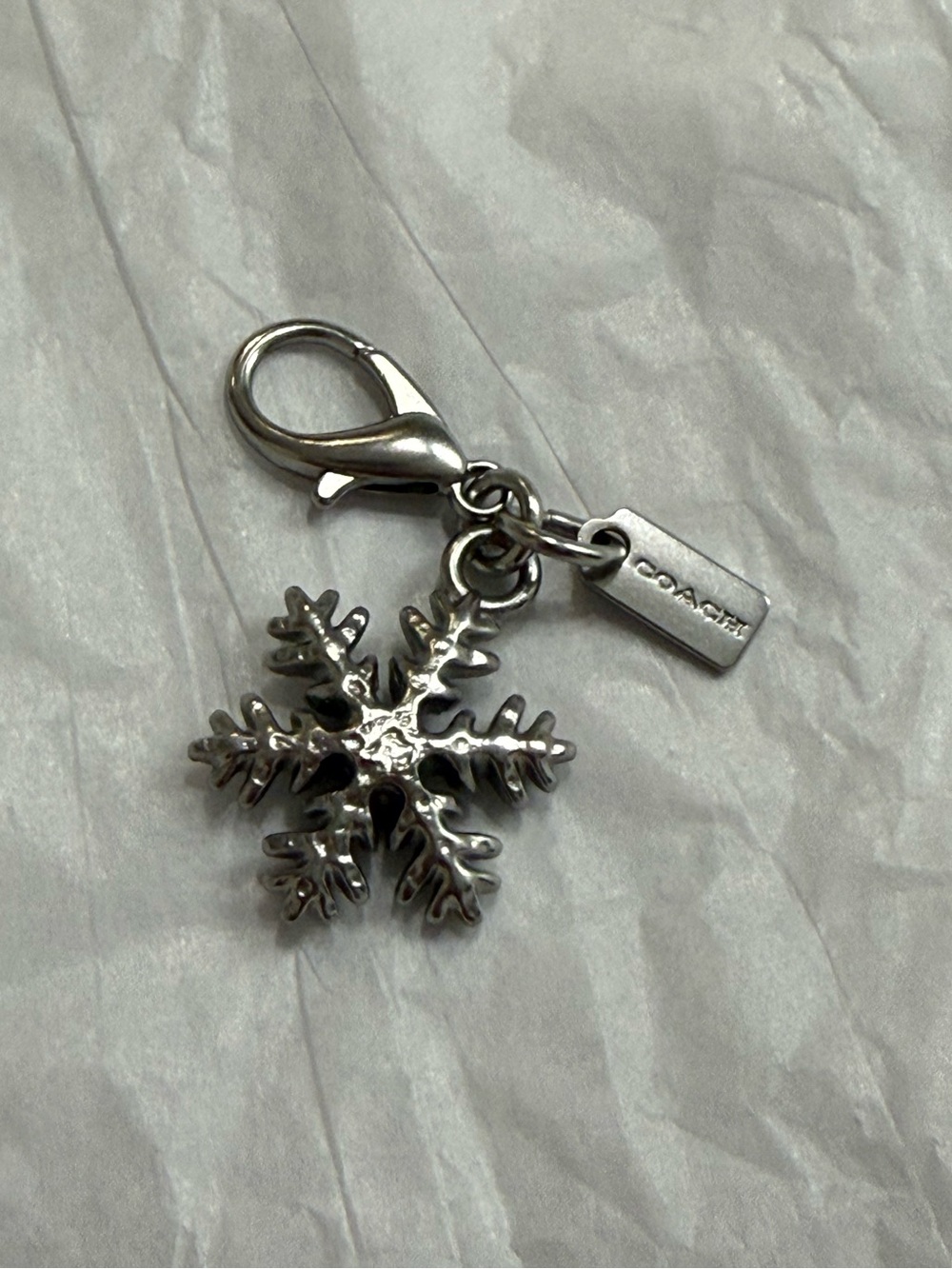 Authentic Coach Silver Snowflake Metal Bag Charm